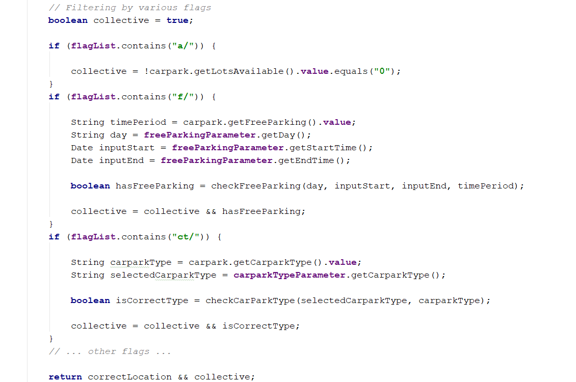 CarparkFilteringPredicate code snippet